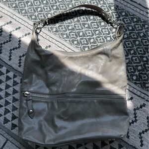 HOBO Gray Leather Shoulder Hobo Bag
